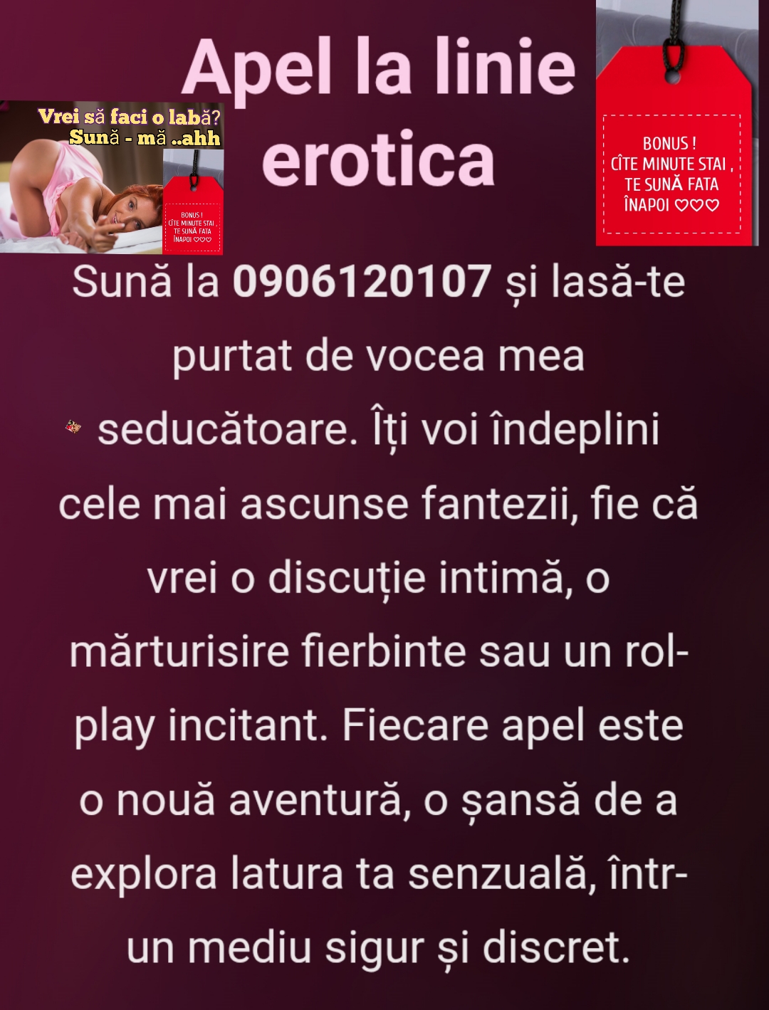 Escorta Oras: Deziree. Net - Escorta Telefon: 0906120107 -  Servicii Escorta : Deziree.  net - GAGICILE nebunatice, abia așteaptă sa iti satisfacă cea mai ascunsă fantezie a ta, fără ca cineva sa te judece.  Stăm la dispozitia ta non-stop.  Noi nu promitem, noi facem .  Oferim bonusuri.  Pupici