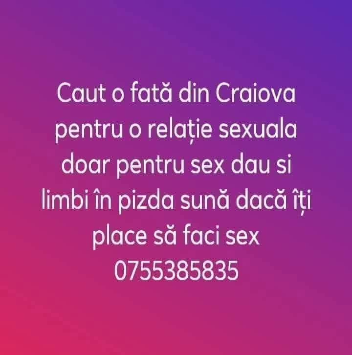 Craiova - Escorta Sexy - Escorta apetisanta, dulce si atenta cu tine, locuiesc singura, ofer masaj complet, garantez igiena si seriozitate, sunt o persoana sociabila, educata, ma adresez persoanelor cu bun simt, nu raspund la privat.  Detalii la telefon.  Poze reale
