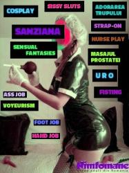 Bucuresti - Escorta Sexy - Cel mai pacatos show  Sunt Sanziana, o dominatoare high class, creativa, implicata, cu atitudine, open minded.  Inventez roluri si scenarii cu replici perverse.  Iti starnesc, exaltez, subjug si manipulez  simturile cu un talent deosebit.  Organizez show-ri perverse care bat orice alt film din mintea ta impreuna cu asistenta mea, cu o alta dominatoare de top sau cu asistentul meu.   Aviz domnilor, doamnelor si cuplurilor.  Programarile se fac cu o zi sau doua inainte.  Desfasurarea actiunii o stabilim de comun acord. 