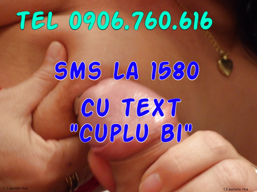 Bucuresti - Escorta Sexy - Cuplu Casatorit ea bi, par lung, sani mari naturali, voluptoasa si buze fierbinti, deschisi fanteziilor voastre;el bi activ/pasiv, cautam relaxare si placeri reciproce Fara Graba domnilor si cuplurilor ce vor sa traiasca experiente indraznete.  NU oferim si nu cerem bani! Detalii la tel 0906-760-616 (1, 3 eur/min+tva) sau si prin sms la nr 1580 (1, 5 eur/sms+tva) numai sa trimiti textul CUPLU BI ca sa-ti raspunda unul dintre noi si obligatoriu sa fii o persoana sau cuplu major