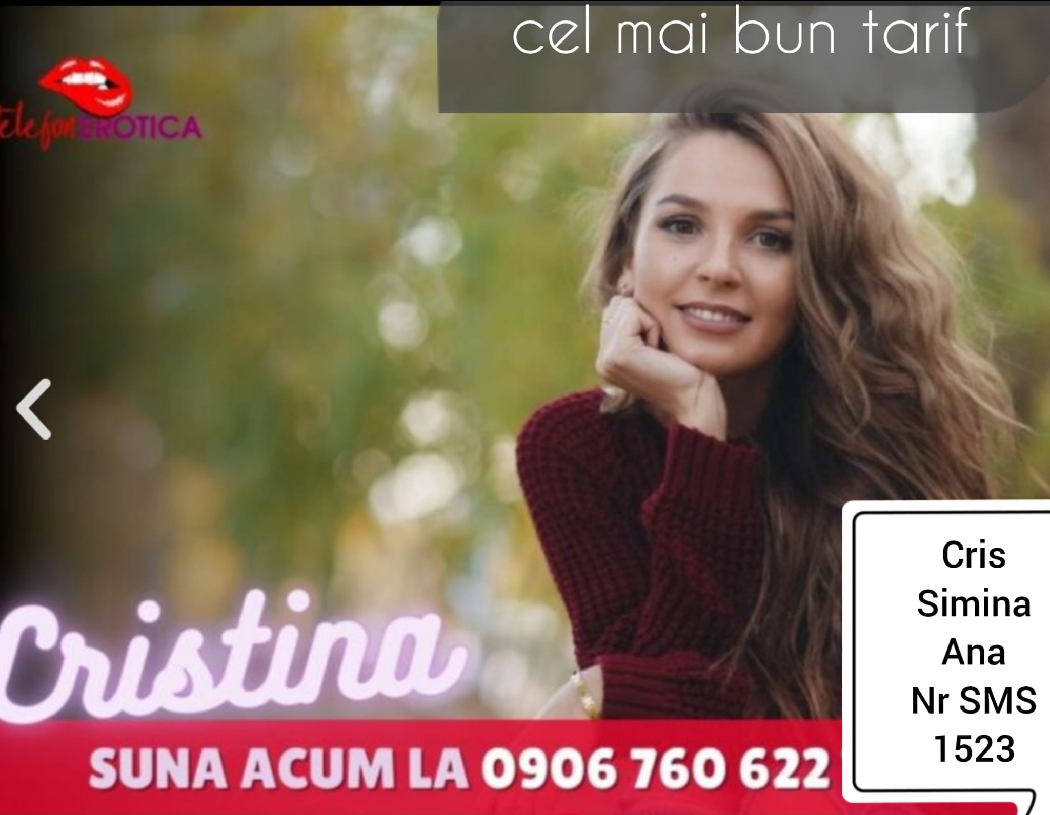 Escorta Oras: Toată Tara - Escorta Telefon: 0906760622 - Servicii Escorta : Doresc să cunosc un tip cu care sa pot împărtăși toate gândurile noastre fără ca cineva sa ne judece . Putem merge la mine, ofer companie plăcută și discreție maximă. Mă poți suna sau poți lăsa SMS la Nr 1523 cu numele meu . . Te pup Escorta Oras: Toată Tara - Escorta Telefon: 0906760622 - Servicii Escorta : Doresc să cunosc un tip cu care sa pot împărtăși toate gândurile noastre fără ca cineva sa ne judece . Putem merge la mine, ofer companie plăcută și discreție maximă. Mă poți suna sau poți lăsa SMS la Nr 1523 cu numele meu . . Te pup