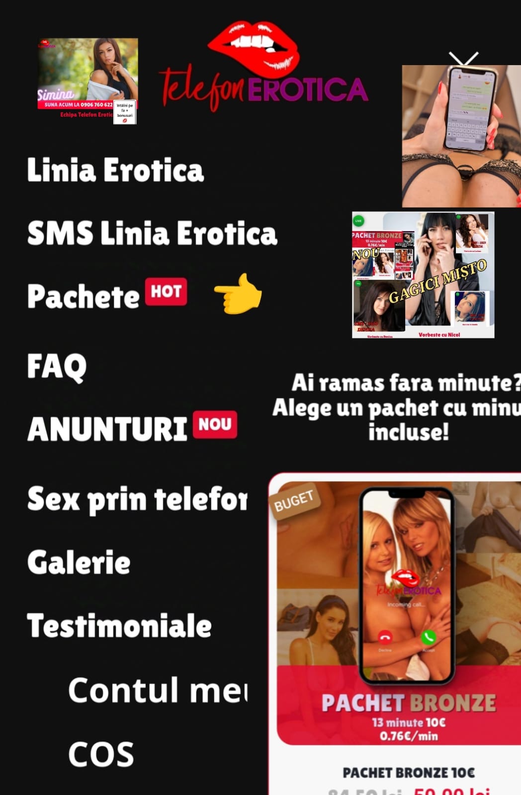 Escorta Oras: Toată Tara - Escorta Telefon: 0906760903 - Servicii Escorta : Intra pe telefonerotica. ro. . . . Alege minute pe pachet plata card la cel mai bun tarif. . . alege care fată vrei. . . sau trimite SMS la Nr 1523 GAGICI MISTO . . . cu noi uiți ce toate pt că noi te vom face sa te simți cel mai bine. . . pupici Escorta Oras: Toată Tara - Escorta Telefon: 0906760903 - Servicii Escorta : Intra pe telefonerotica. ro. . . . Alege minute pe pachet plata card la cel mai bun tarif. . . alege care fată vrei. . . sau trimite SMS la Nr 1523 GAGICI MISTO . . . cu noi uiți ce toate pt că noi te vom face sa te simți cel mai bine. . . pupici